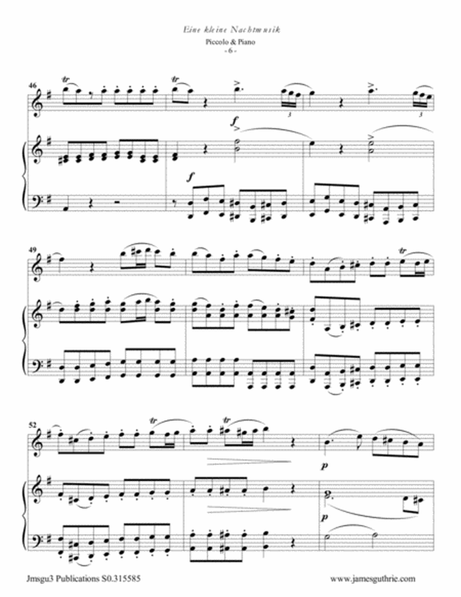 Mozart: Eine kleine Nachtmusik for Piccolo & Piano image number null