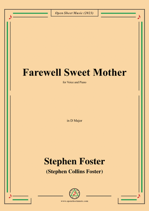 Book cover for S. Foster-Farewell Sweet Mother,in D Major