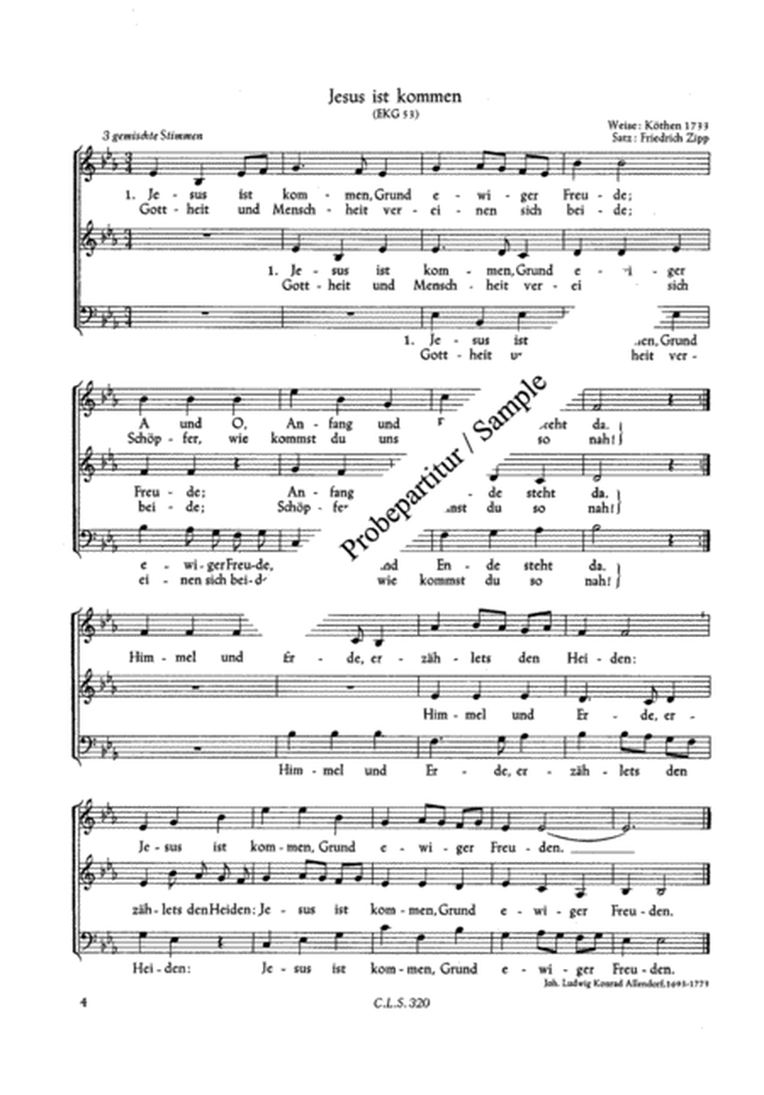 Nun jauchzet all, ihr Frommen / Lieb Nachtigall, wach auf / Jesus ist kommen by Friedrich Zipp 3-Part - Sheet Music