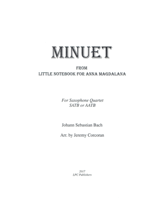 Book cover for Minuet From Little Notebook for Anna Magdalana for Saxophone Quartet