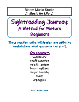 Book cover for Sightreading Journey: A Method for Mature Beginners of Any Instrument or Vocal Range