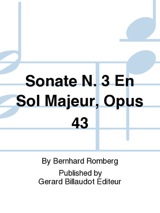 Book cover for Sonate N°3 en Sol Majeur Opus 43