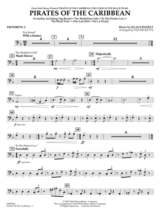 Book cover for Pirates of the Caribbean (arr. Ted Ricketts) - Trombone 2