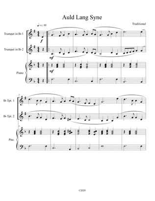Book cover for Auld Lang Syne (trumpet duet) with optional piano accompaniment