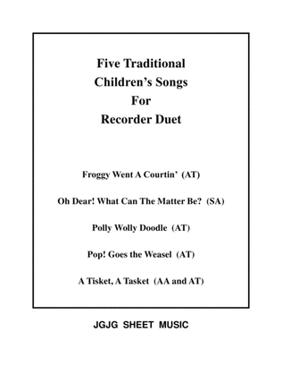 Book cover for Five Traditional Children's Songs for Recorder Duet - Score Only