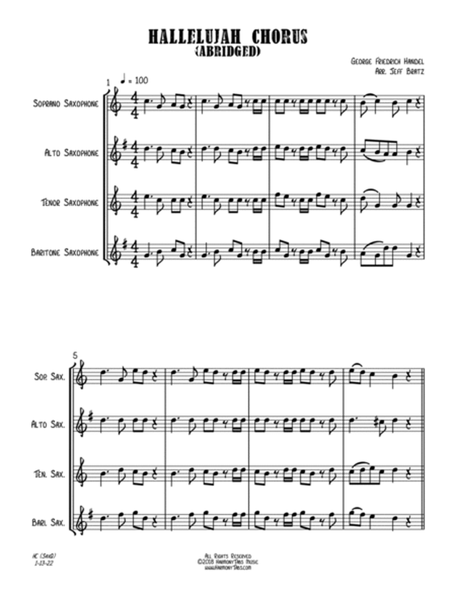 Hallelujah Chorus (Abridged) (SATB Sax Quartet) image number null