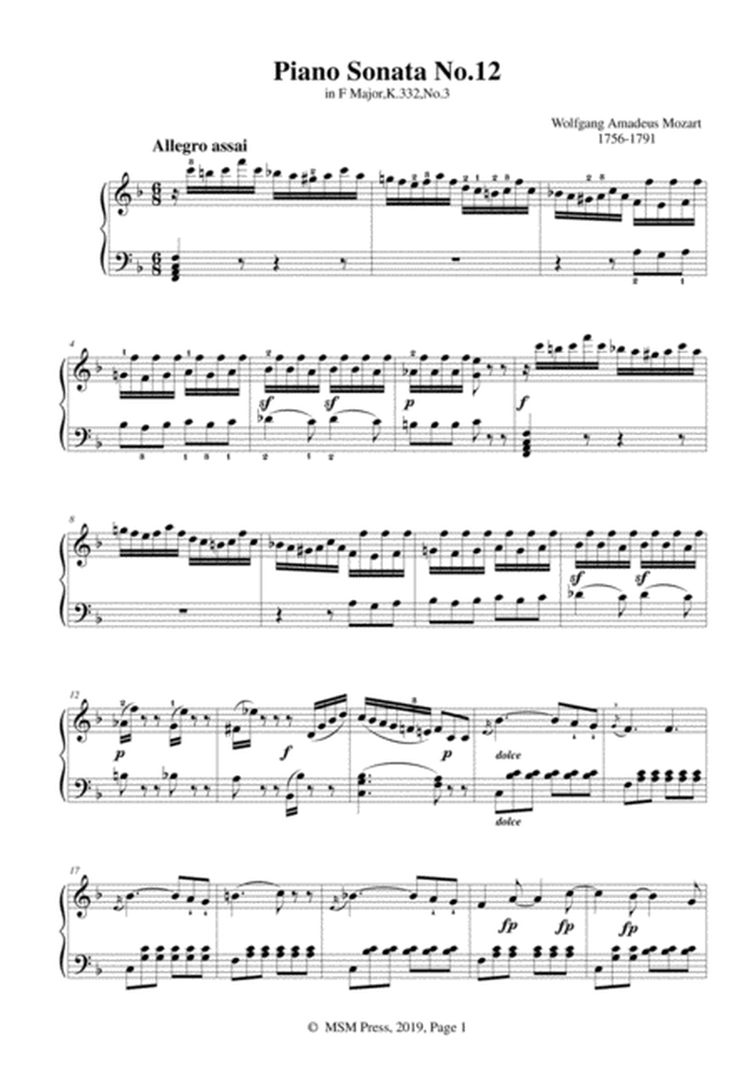 Mozart-Piano Sonata No.12 in F Major,K.332,No.3