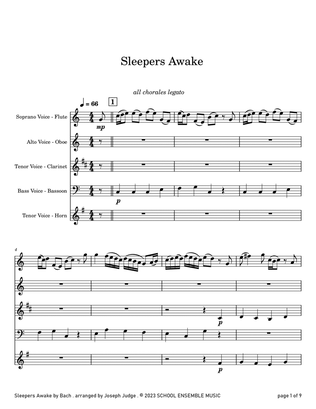 Book cover for Sleepers Awake by Bach for Woodwind Quartet in Schools