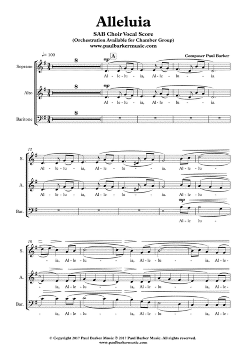 Alleluia (SAB Choir Score) image number null