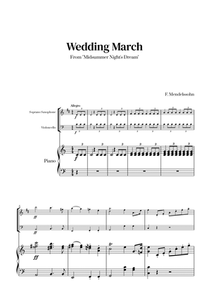 Book cover for Felix Mendelssohn - Wedding March From Midsummer Night's Dream for Soprano Saxophone, Cello and Pian