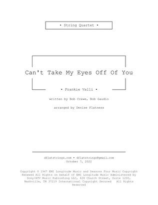 Book cover for Can't Take My Eyes Off Of You