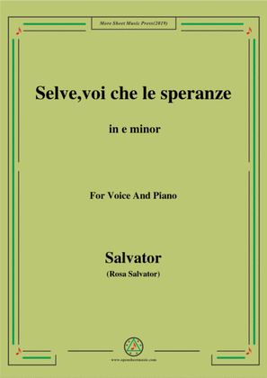 Book cover for Rosa-Selve,voi che le speranze,in e minor,for Voice and Piano