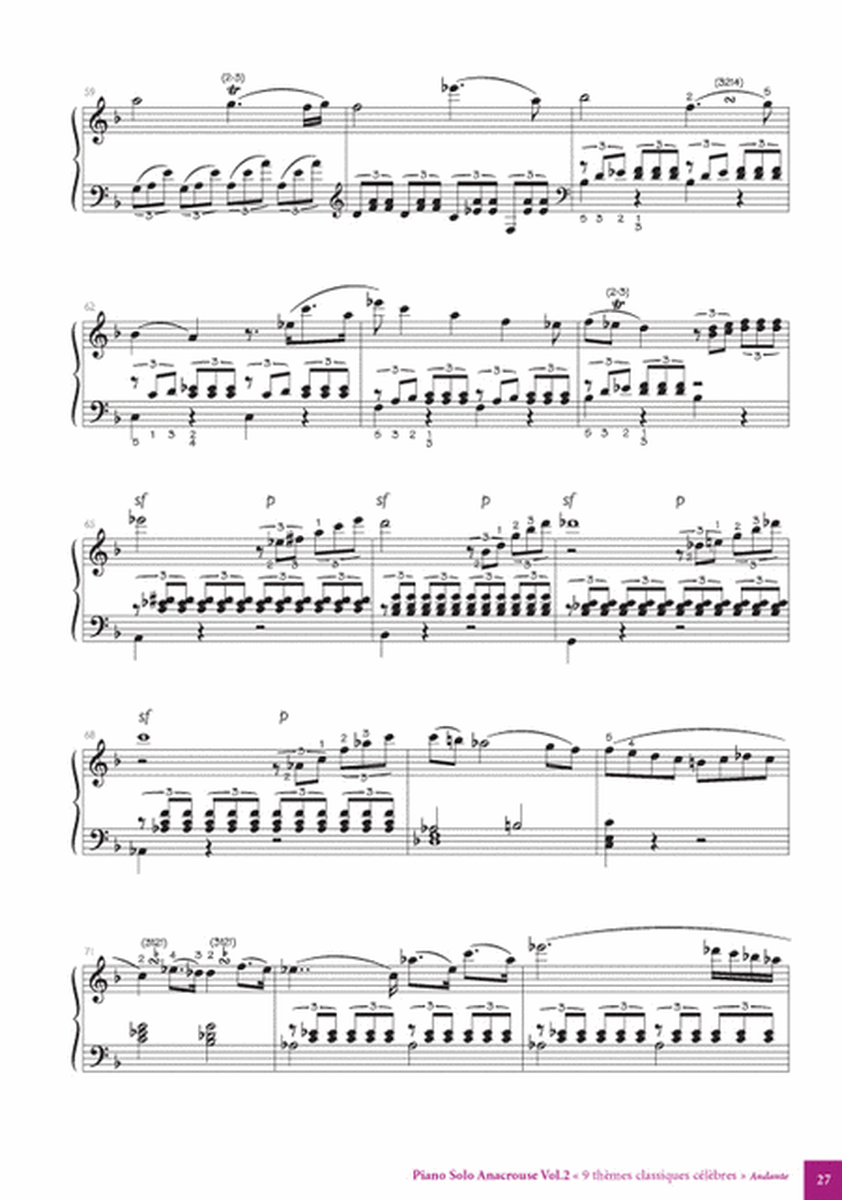 9 Thèmes classiques célèbres pour Piano 2 Mains / Anacrouse Vol.2 + CD (inclus bonus)