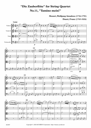 "Die Zauberflöte" for String Quartet, No.11, "Tamino mein!"