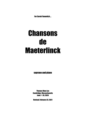 Book cover for Chansons de Maeterlinck (2020) for soprano and piano