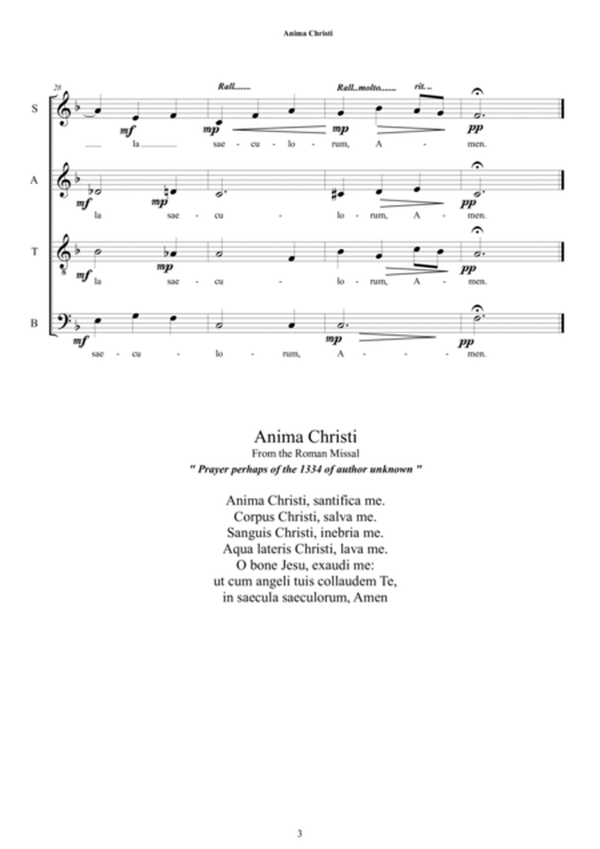 Anima Christi - Prayer for Choir SATB a cappella image number null