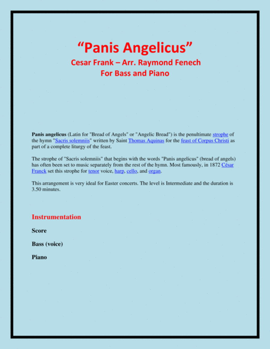 Panis Angelicus - Bass (voice) and Piano image number null