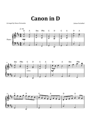 Book cover for Canon by Pachelbel - Intermediate Piano Solo with Chord Notation