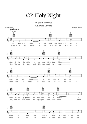 Oh Holy Night (C major - TABS - with lyrics)