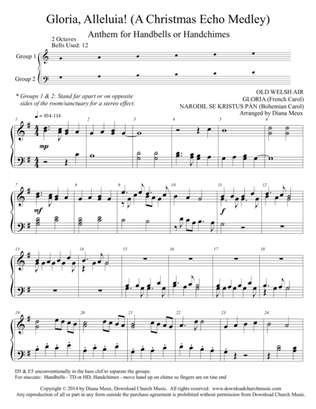 Book cover for Gloria, Alleluia! (A Christmas Echo Medley) for handbells/chimes - 2 octaves
