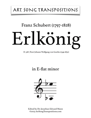 Book cover for SCHUBERT: Erlkönig, D. 328 (transposed to E-flat minor, D minor, and C-sharp minor)