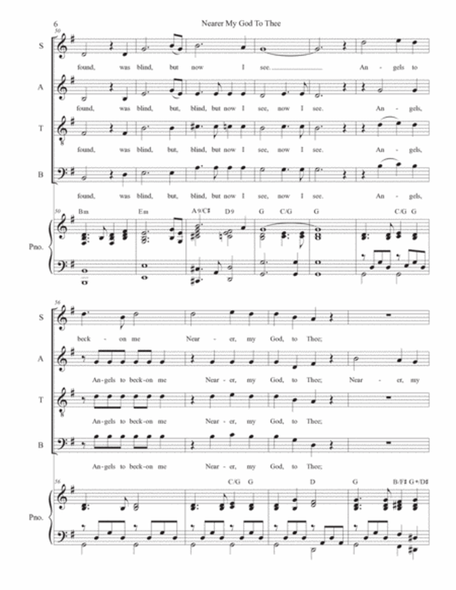 Nearer My God To Thee (with "Amazing Grace") (Vocal Quartet - (SATB) image number null