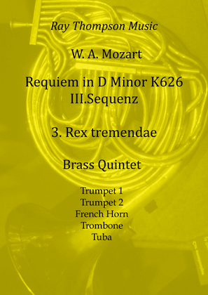 Book cover for Mozart: Requiem in D minor K626 III.Sequenz No.3 Rex tremundae - brass quintet