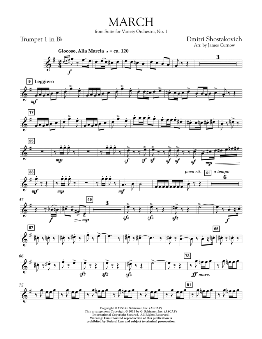 March from Suite for Variety Orchestra, No. 1 - Bb Trumpet 1