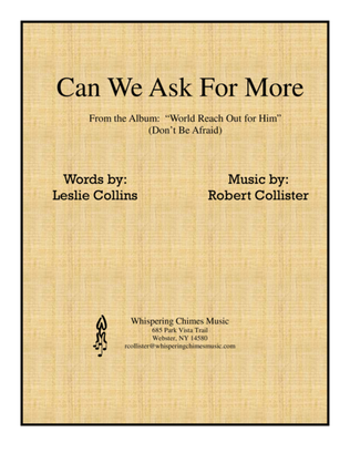 Book cover for Can We Ask For More