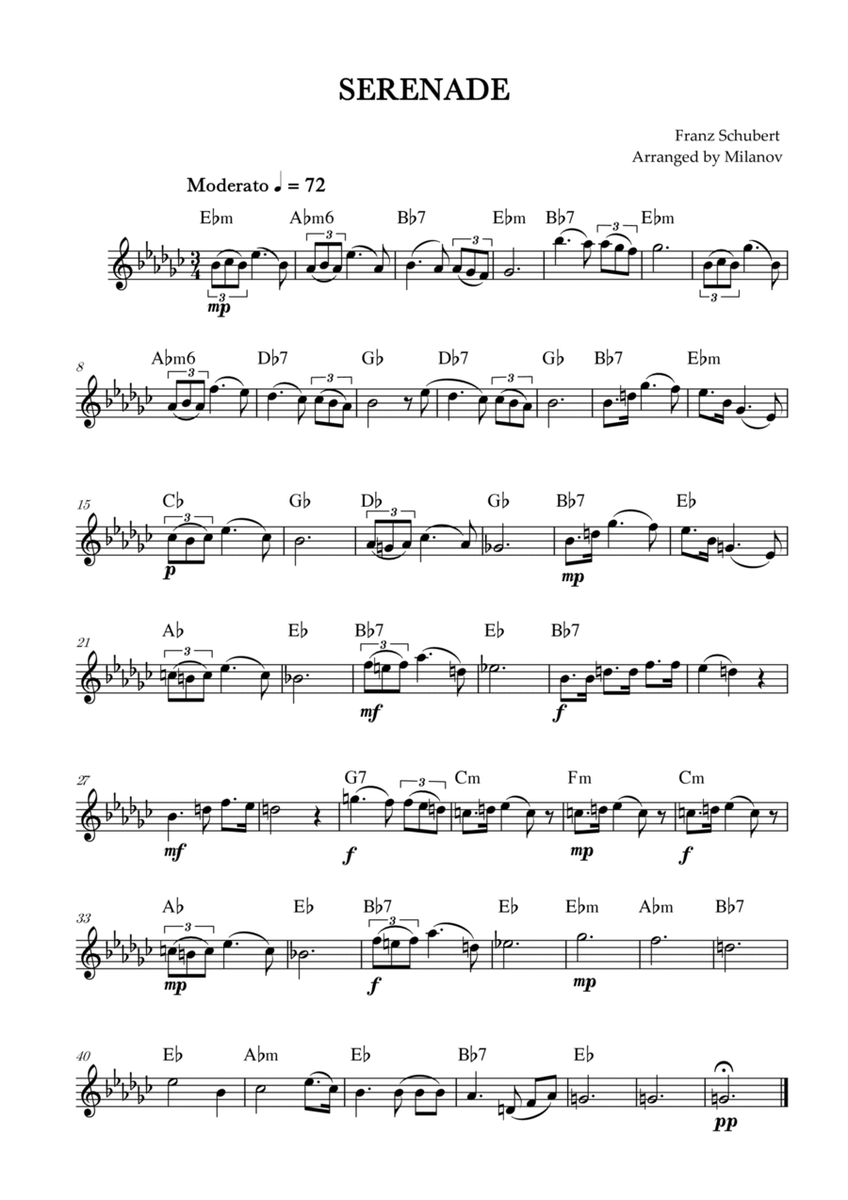 Serenade | Schubert | Lead Sheet | Eb minor image number null