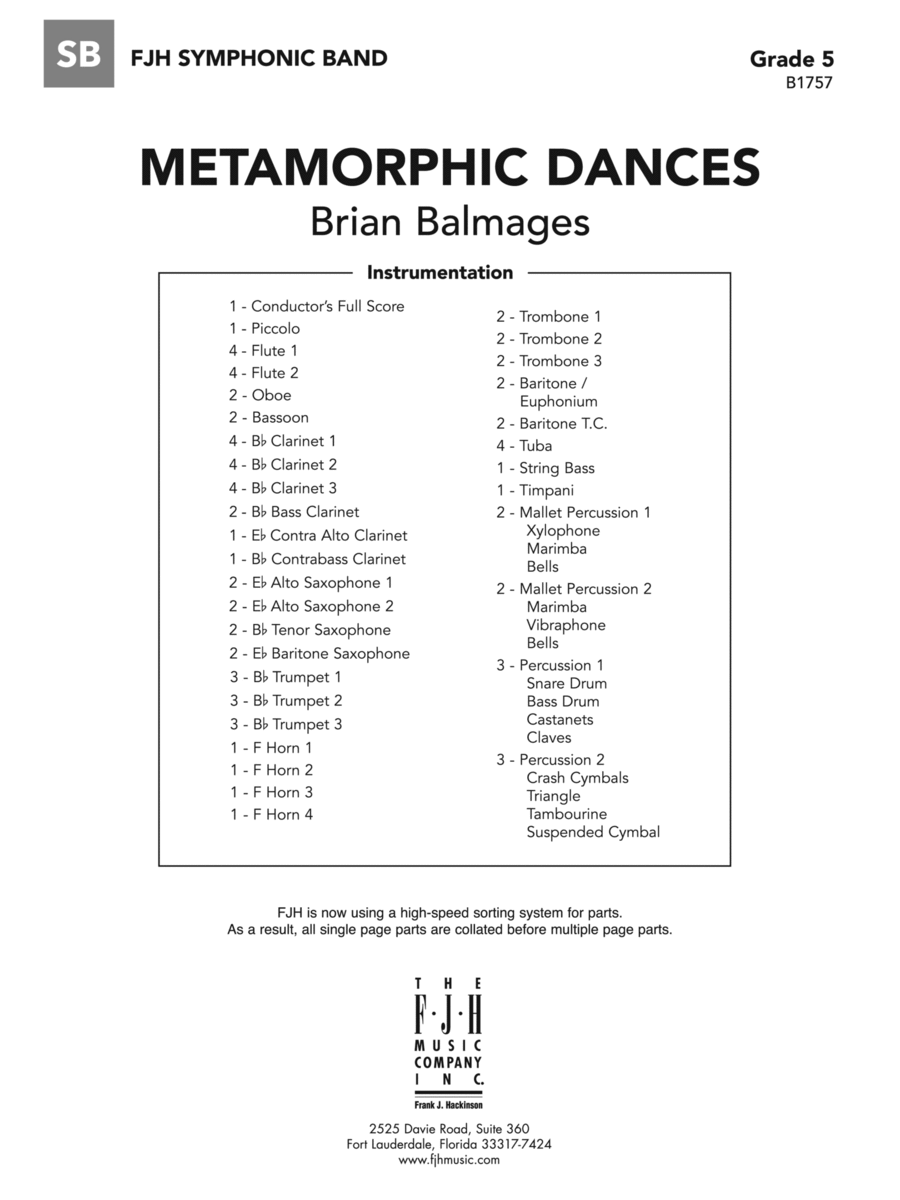 Metamorphic Dances: Score