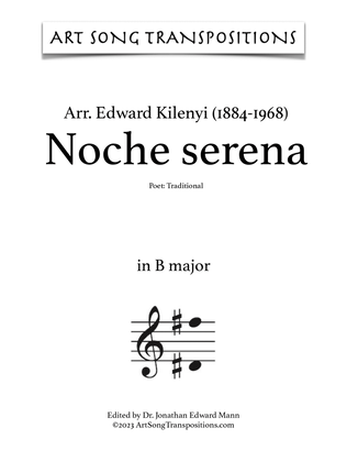 Book cover for KILENYI: Noche serena (transposed to B major)