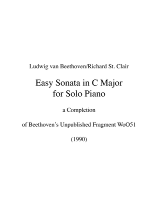 Book cover for Beethoven/St. Clair: Easy Sonata in C Major for Solo Piano (1798/1990): A Completion