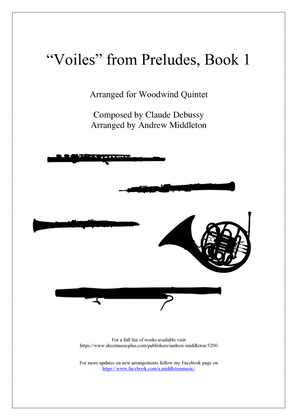 Book cover for Voiles arranged for Wind Quintet
