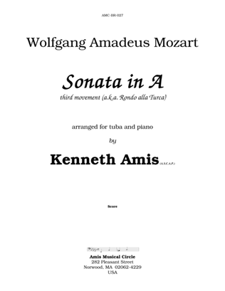 Book cover for Piano Sonata in A (Third Movement --a.k.a. Turkish March) for tuba & piano