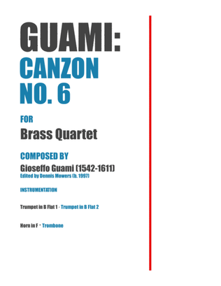 Book cover for "Canzon No. 6" for Brass Quartet - Gioseffo Guami