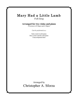 Mary Had a Little Lamb, for two violas and piano