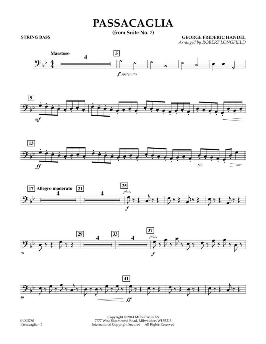 Passacaglia (from Suite No. 7) - String Bass