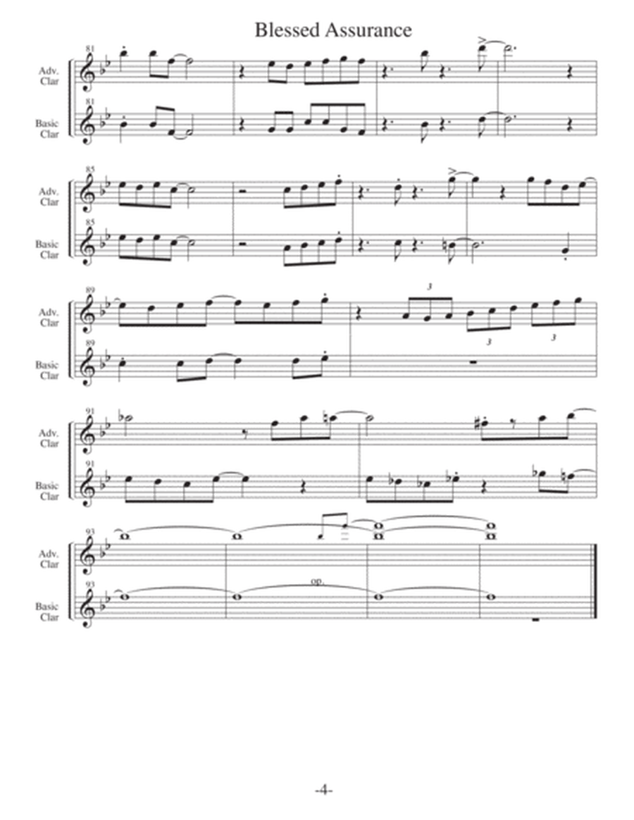 Blessed Assurance (Arrangements Level 3-5 for CLARINET + Written Accomp) HYMN image number null