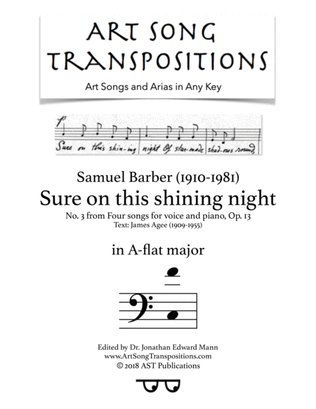 Book cover for Sure On This Shining Night, Op. 13, No. 13