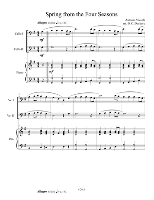 Book cover for Spring from the Four Seasons (Cello Duet) with piano accompaniment
