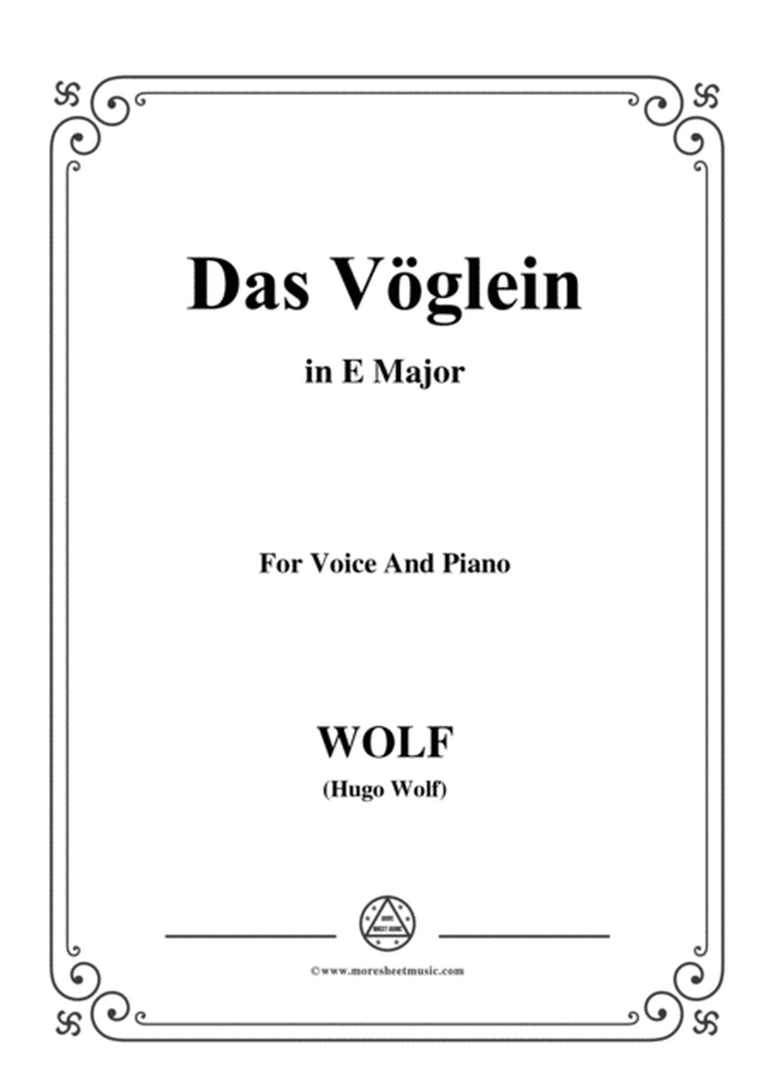 Wolf-Das Vöglein in E Major,for Voice and Piano image number null