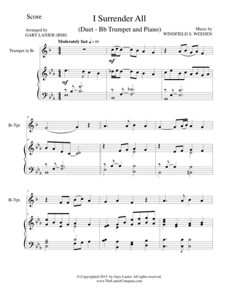 I SURRENDER ALL (Duet – Bb Trumpet and Piano/Score and Parts) image number null