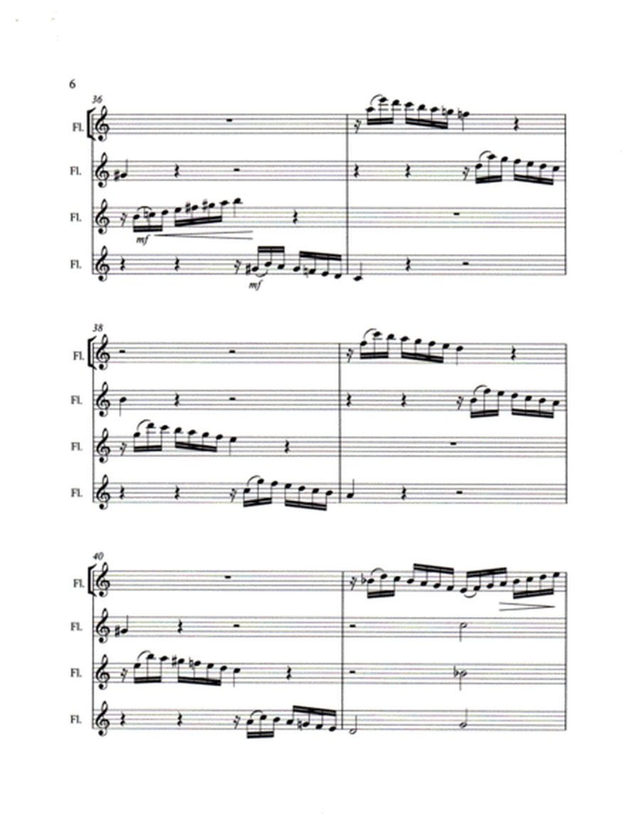 Piano Sonata in C Major First Movement by Wolfgang Amadeus Mozart Arranged for 4 Flutes