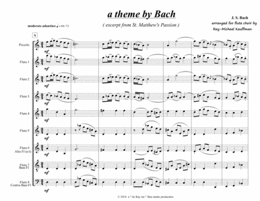 a Theme by Bach ( excerpt from St. Matthew's Passion ) for flute choir / ensemble image number null