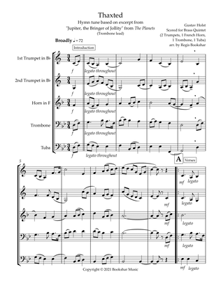 Thaxted (hymn tune based on excerpt from "Jupiter" from The Planets) (Bb) (Brass Quintet - 2 Trp, 1