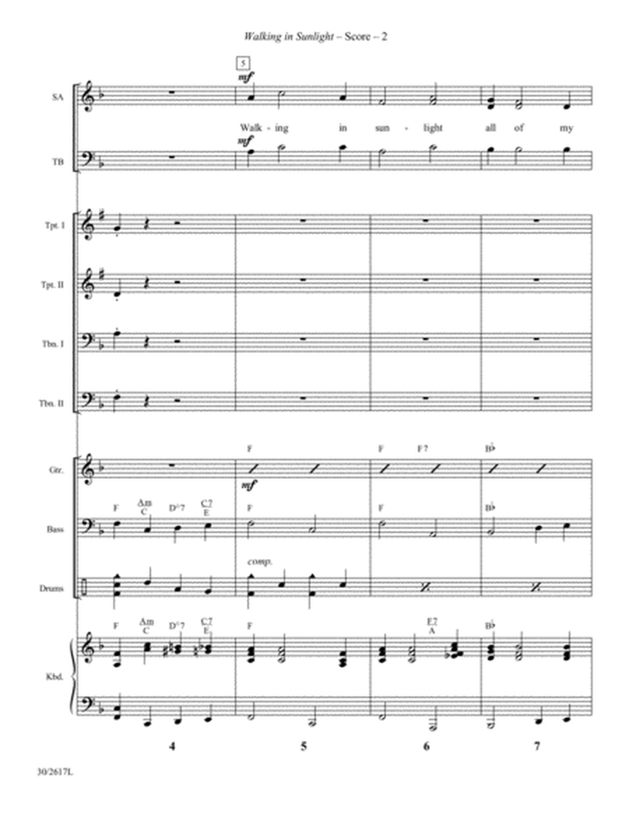 Walking In Sunlight - Brass and Rhythm Score and Parts