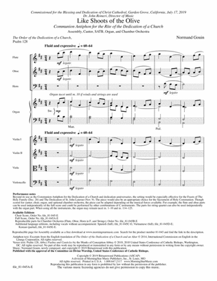 Like Shoots of the Olive: Communion Antiphon for the Rite of Dedication of a Church (Chamber Orchestra Score)