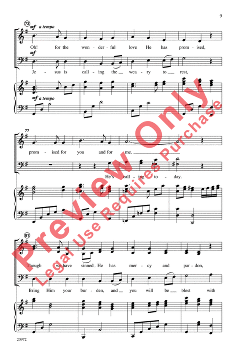 Softly and Tenderly Calling by Patti Drennan 4-Part - Sheet Music