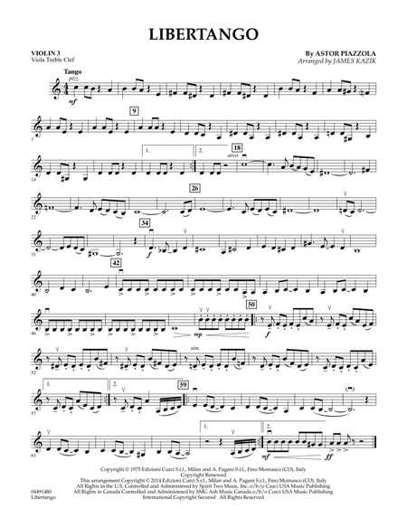 Libertango - Violin 3 (Viola Treble Clef) by Astor Piazzolla - Viola -  Digital Sheet Music | Sheet Music Plus